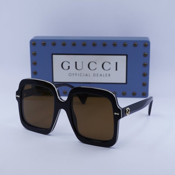 Gucci GG1241S 001 Square Sunglasses - Black/Brown main image 5